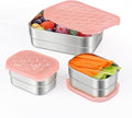 Small Stainless Steel Lunch Containers for Kids | Leak Proof Snack Containers with Silicone Lids - Perfect Metal Lunch Box with Lids for School and Daycare (25oz+8oz*2)