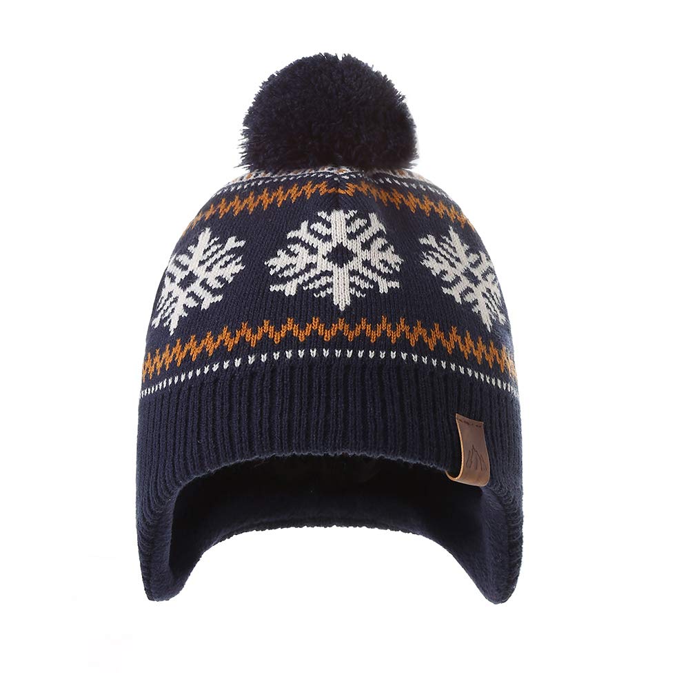 LMLALML Boys Winter Hat - Kids Knit Warm Fleece Lined Beanie with Pom Pom