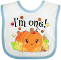 inktastic I'm One- Pumpkin Birthday Autumn Baby Bib White and Blue 331b5