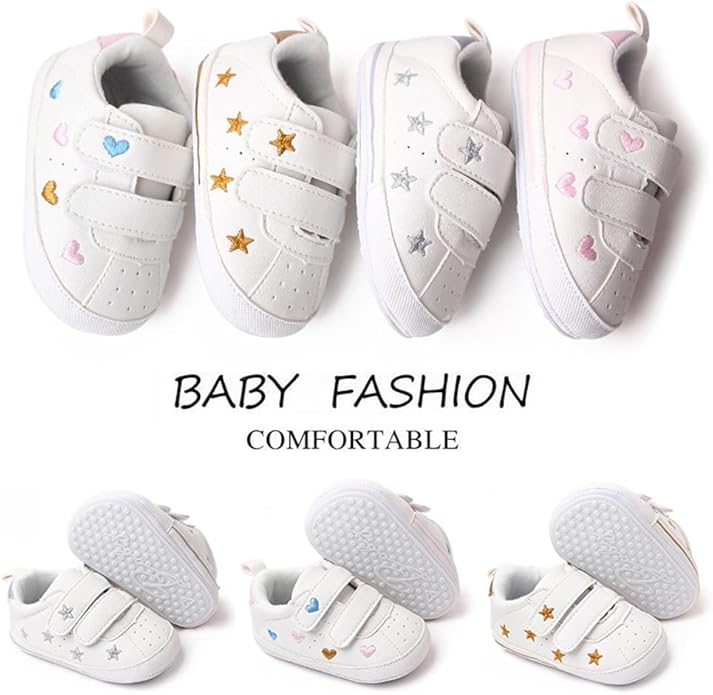Clowora Baby Boys Girls Shoes Non-Slip Rubber Sole Sneakers Infant First Walking Toddler Crib Shoes Newborn Loafers Flats.
