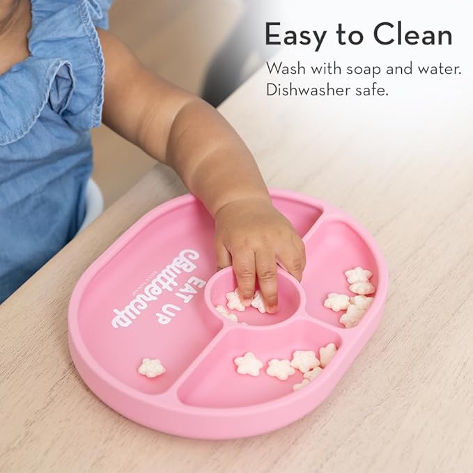 Bella Tunno Suction Plate for Babies & Toddlers, Self-Feeding Dish for Baby Led Weaning, Silicone Divided Plate, Sticks to Highchair Trays & Tables, Microwave & Dishwasher Safe, Get In My Belly