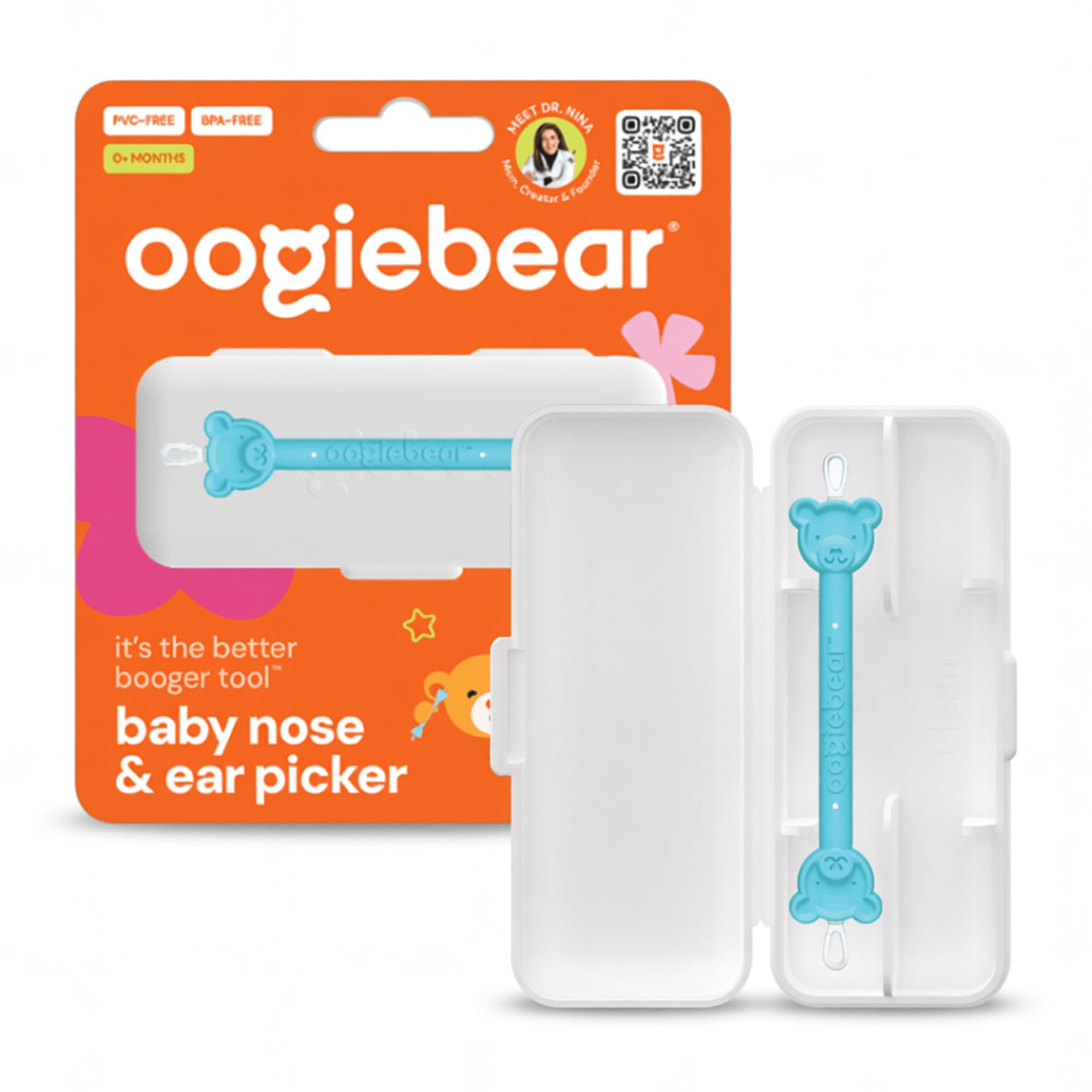 oogiebear Baby Nose & Ear Picker with Travel Case, 2 Pieces, Blue