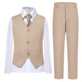 Boys Suit Vest Set Formal Dress Suits Wedding Outfit, Champagne, Size 6
