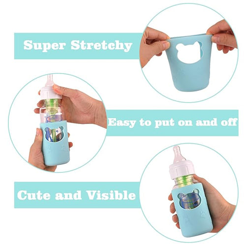 4 Pack Silicone Sleeve for Dr Brown's Natural Narrow Glass Baby Bottle 4 oz