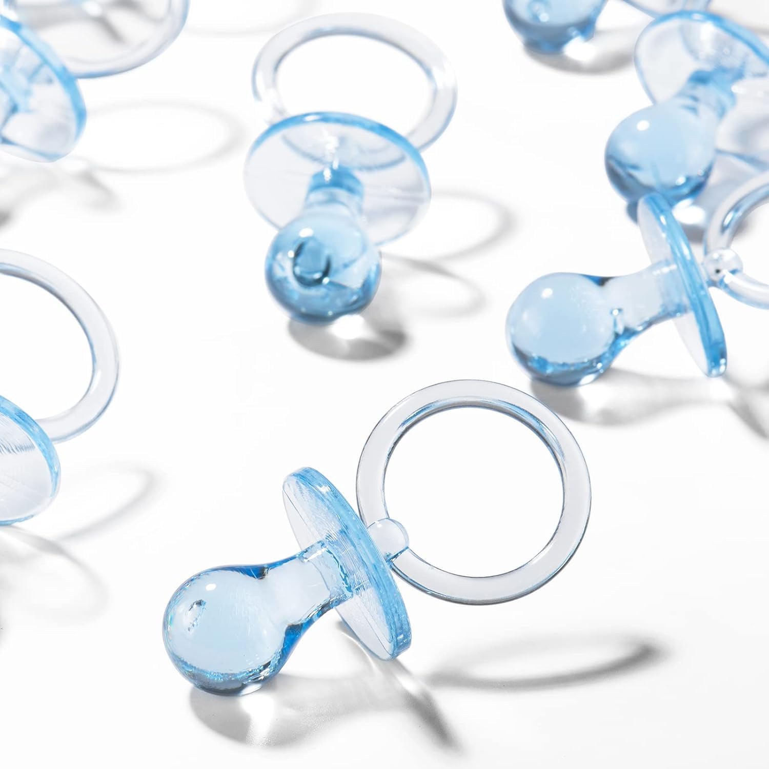 72 Pcs Baby Shower Pacifiers, 2.75’’ Plastic Pacifiers for Baby Shower Game, Baby Shower Decoration DIY, Gender Reveal Party Table Scatter/Baby Shower Party Favors, Blue Pacifiers for Baby Shower