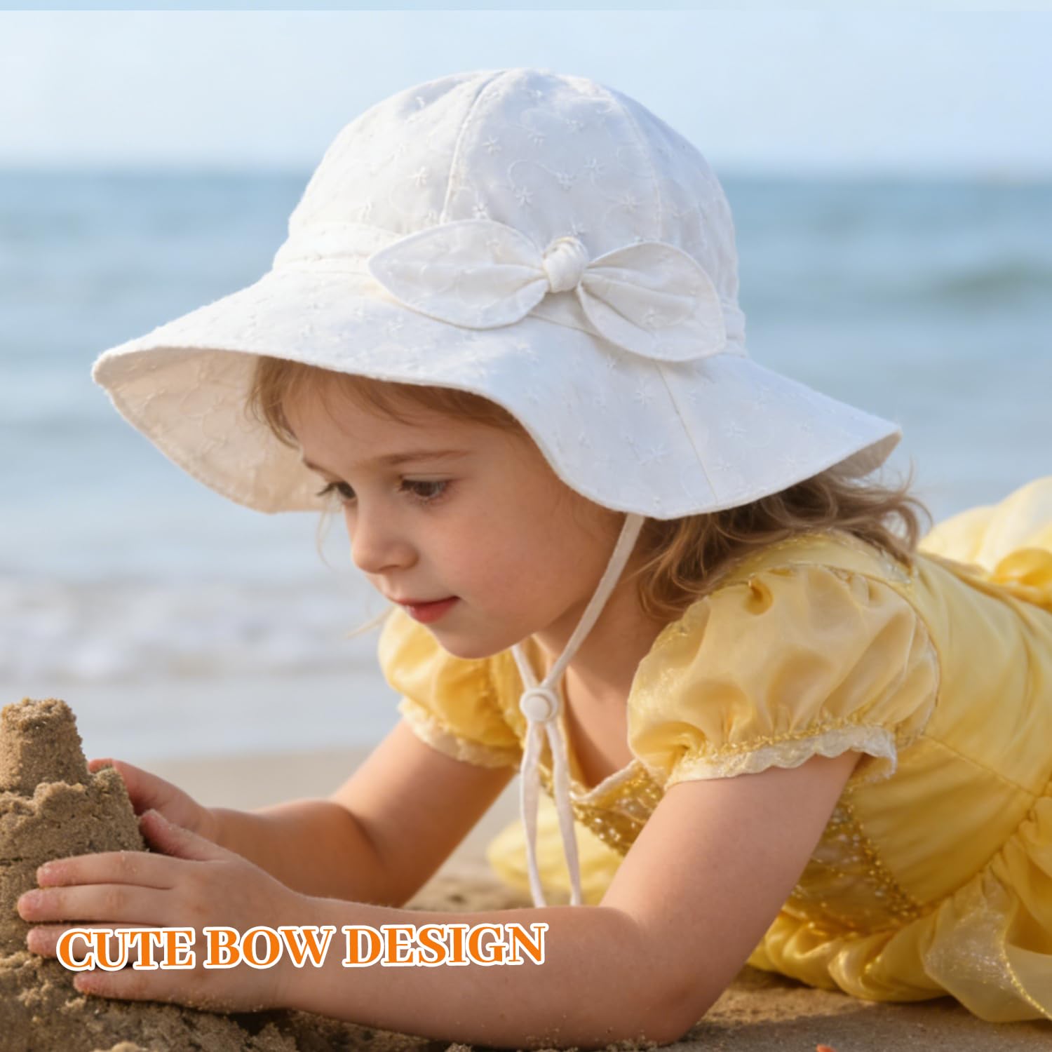Baby Girl Sun Hat Kids Summer Beach Wide Brim Hats Toddler Bucket Hat 0-6M