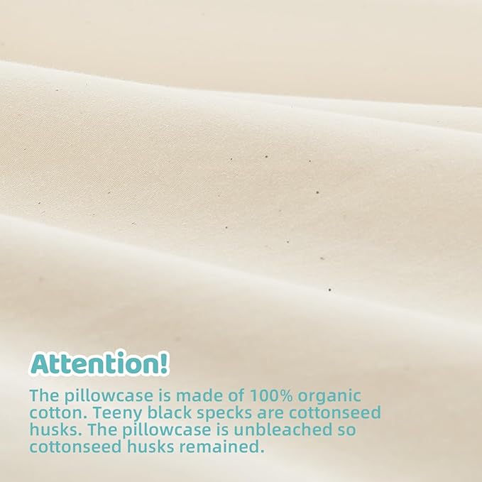 LOFE Organic Toddler Pillow with Pillowcase - 13x18 Toddler Pillow with 100% Organic Cotton Shell, Adjustable Loft Organic Kid Plilow, Machine Washable, Soft, Perfect for Kids&Toddler&Children