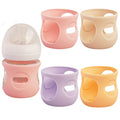 4 Pack Silicone Sleeves for Avent Natural Glass Baby Bottles, Anti Breakage Bottle Holder, Compatible with Philips Avent Glass Natural Baby Bottles (Apricot+Pink+Purple+Orange, 4 OZ)