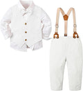 SANGTREE Boys Cotton Linen Suit Formal Set Baby Clothes Boy Gentleman Wedding Ring Bearer Outfits, 3 Months - 9 Years