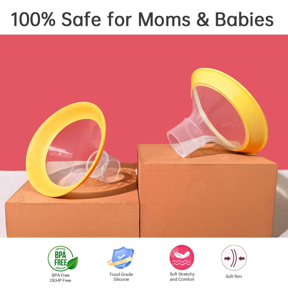 24 mm Oval Flanges Shields Compatible with Medela Pumps, Replacement Parts for Pump in Style, Symphony, Swing Maxi, Harmony and Personalfit Flex–Breast Pump Accessories