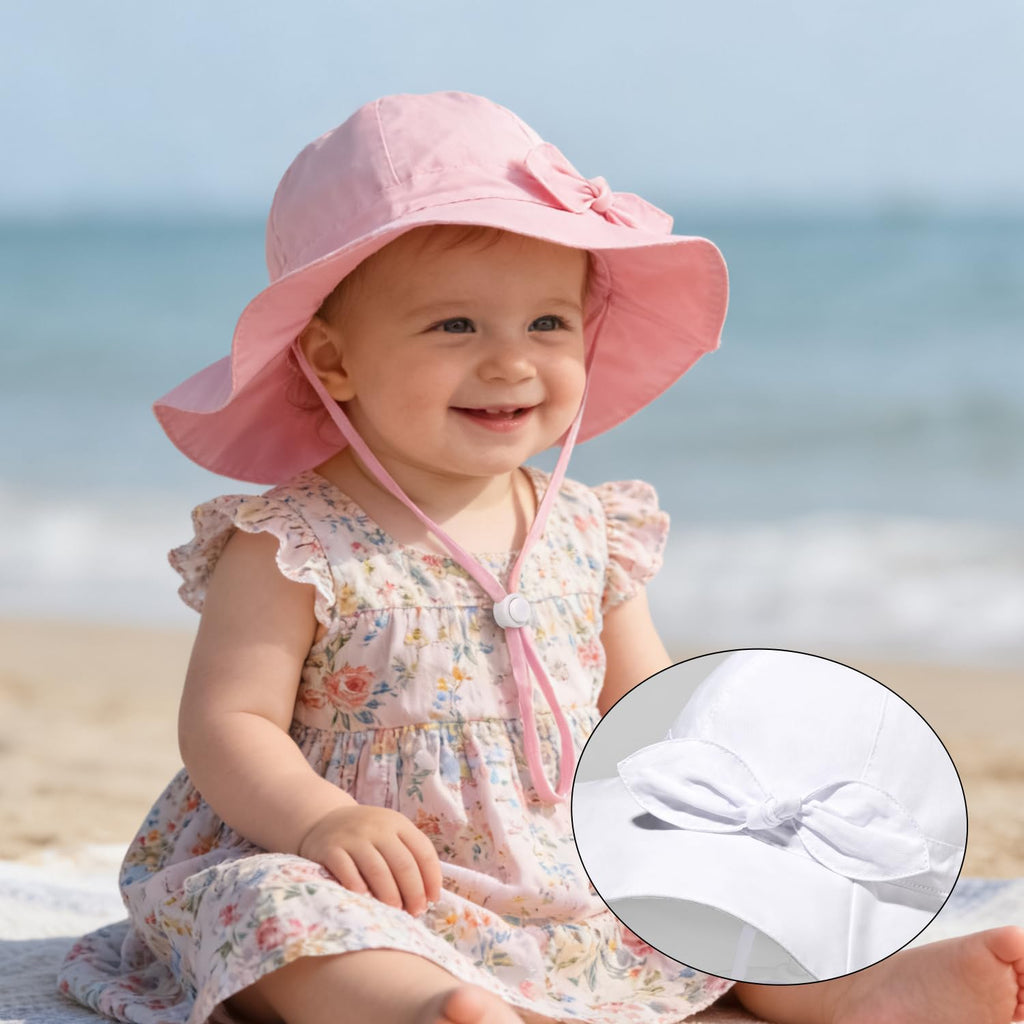 Baby Girl Sun Hat Kids Summer Beach Wide Brim Hats Toddler Bucket Hat 0-6M