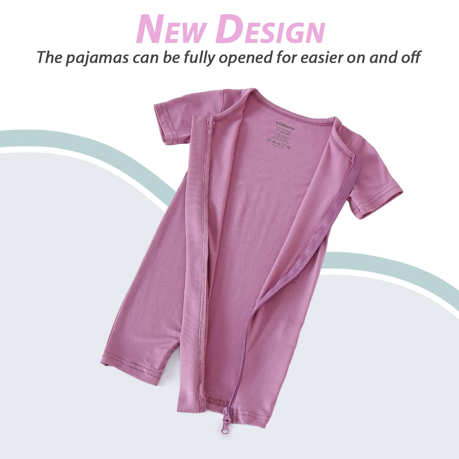OPAWO Bamboo Sleepers for Baby Girl Pajamas Bamboo Baby Pajamas Pink 0-3M