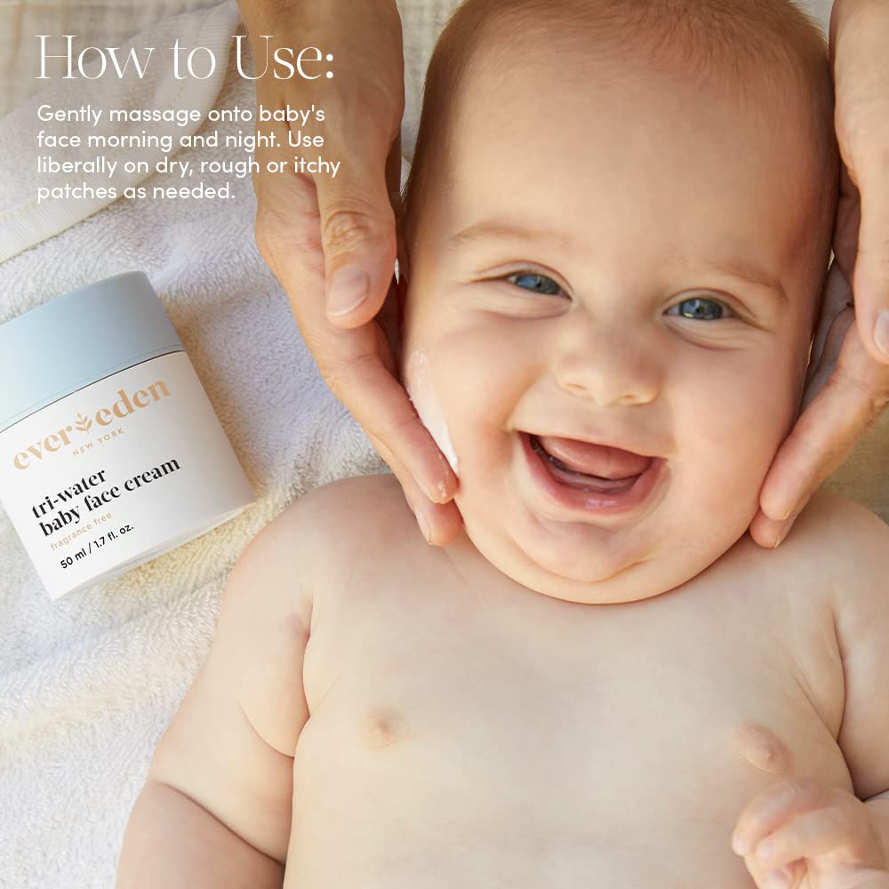 Evereden Tri-Water Baby Face Cream, Unscented & Dermatologist-Tested
