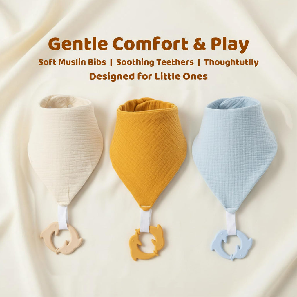 COOROBIN Baby Bandana Drool Bibs 6-Pack 100% Cotton Baby Bibs with Teether, Soft & Absorbent Teething Essentials for Newborn Boys and Girls