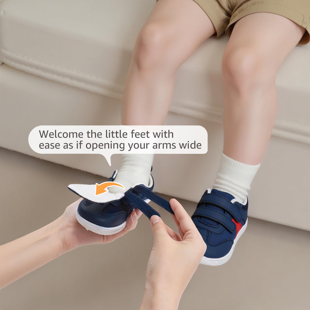 STQ KIDS Toddler Wide Toe Box Shoes Boys Barefoot Shoe Navy White Size 7