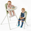 Mallify Foldable High Chair, Space-Saving Portable Baby High Chair with Removable Double Tray, Modern Convertible Baby Feeding Chair, Lightweight, Easy to Clean, Beige