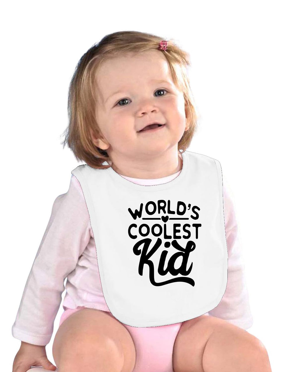 World's Coolest Kid Funny Cute Humor Infant Premium Jersey Baby Bib for Girls Boys, White, One Size