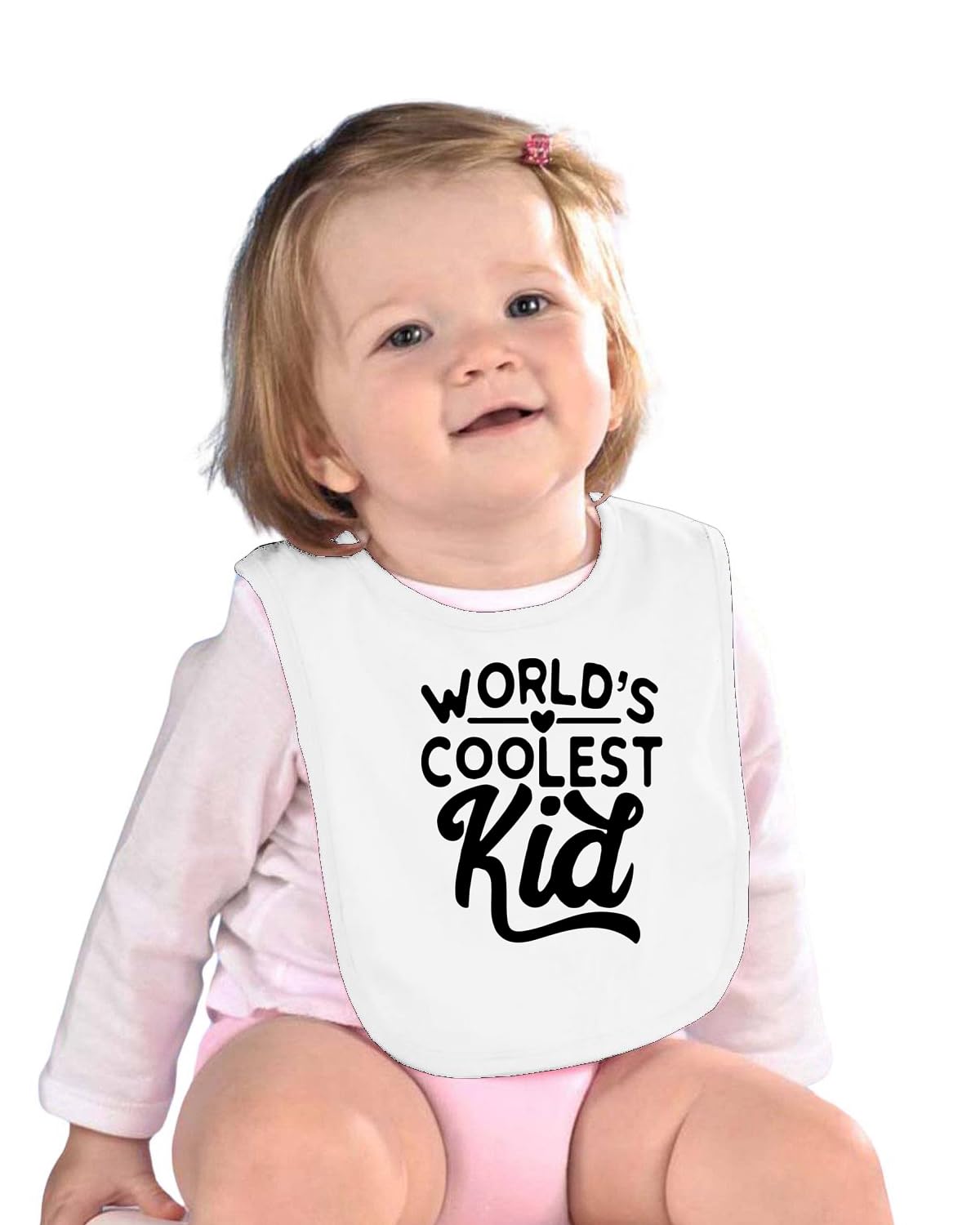 World's Coolest Kid Funny Cute Humor Infant Premium Jersey Baby Bib for Girls Boys, White, One Size