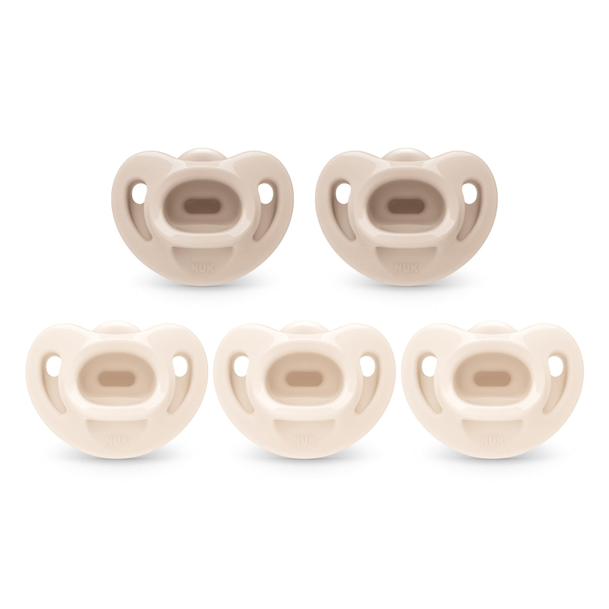 NUK 100% Silicone Comfy Orthodontic Pacifiers, 0-6 Months, Pink Fashion, Timeless Collection, 5 Count