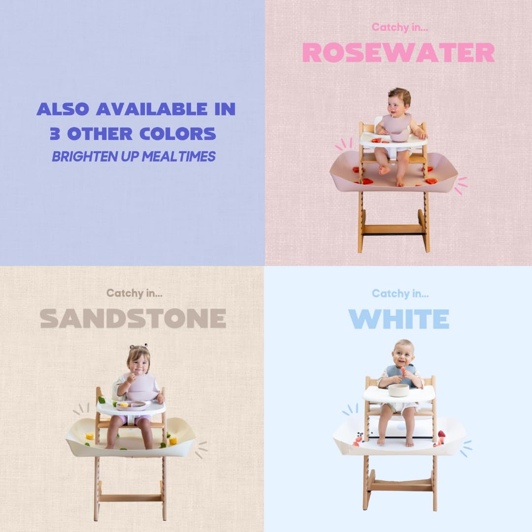 CATCHY -Food Catcher-Compatible with Stokke Tripp Trapp High Chair +11 Other High Chairs-Highchair Sold Separately-Baby & Toddler Food & Mess Catcher-Premium Linen Inspired -Under High Chair Accessory