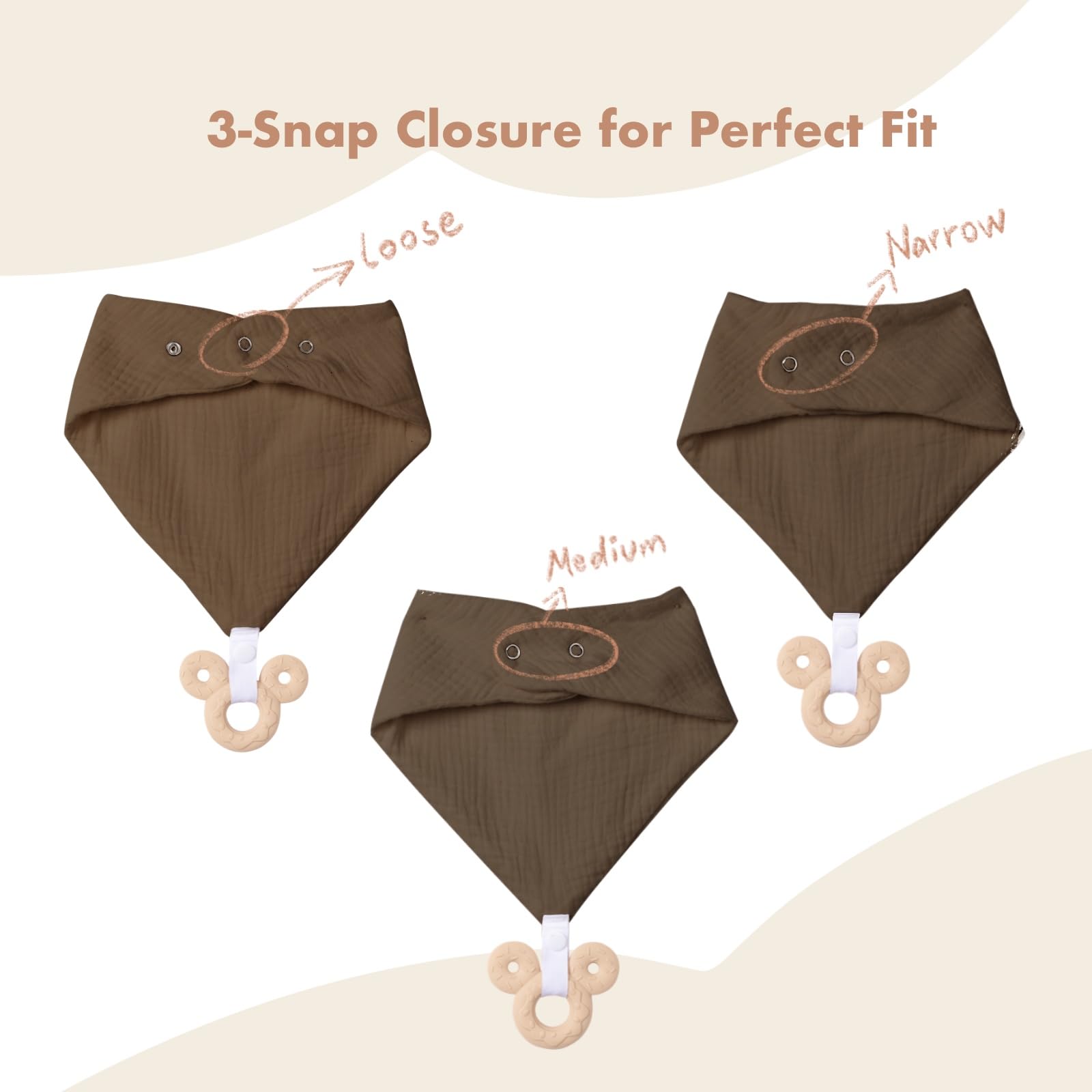 COOROBIN Baby Bandana Drool Bibs 6-Pack 100% Cotton Baby Bibs with Teether, Soft & Absorbent Teething Essentials for Newborn Boys and Girls