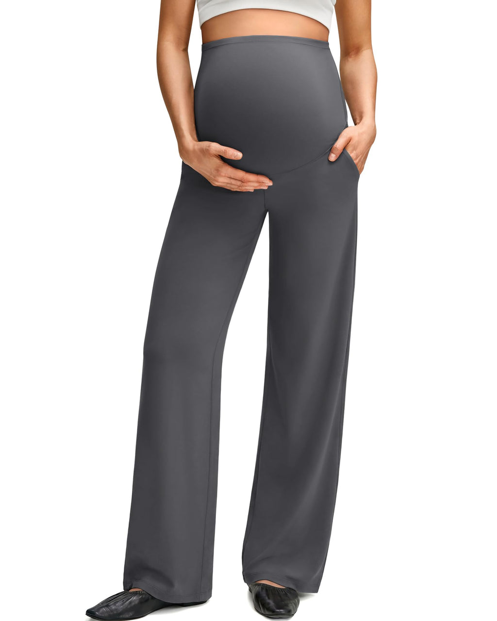 G4Free Pregnancy Work Pants Maternity Activewear,Dark Gray,XL,Tall