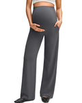 G4Free Maternity Dress Pants Pregnancy Activewear,Dark Gray,XL,Petite