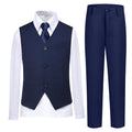 Lycody Boys Suit Vest Set Formal Dress Suits Wedding Outfit, Navy, Size 6