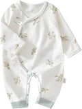 100% Organic Cotton Soft 0-6 Months Unisex Footless Newborn Baby Sleepers Pajamas Romper Boys Girls Long Sleeve