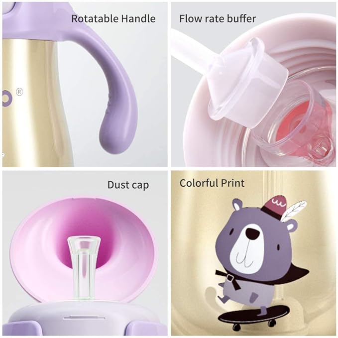 POTATO Sippy Cups For Toddlers with Straw Spill Proof, PPSU Learner Cup with Handle for Babies, Water Bottle for Baby 12 Months with 2 Type of Spout, 10 Ounce Green