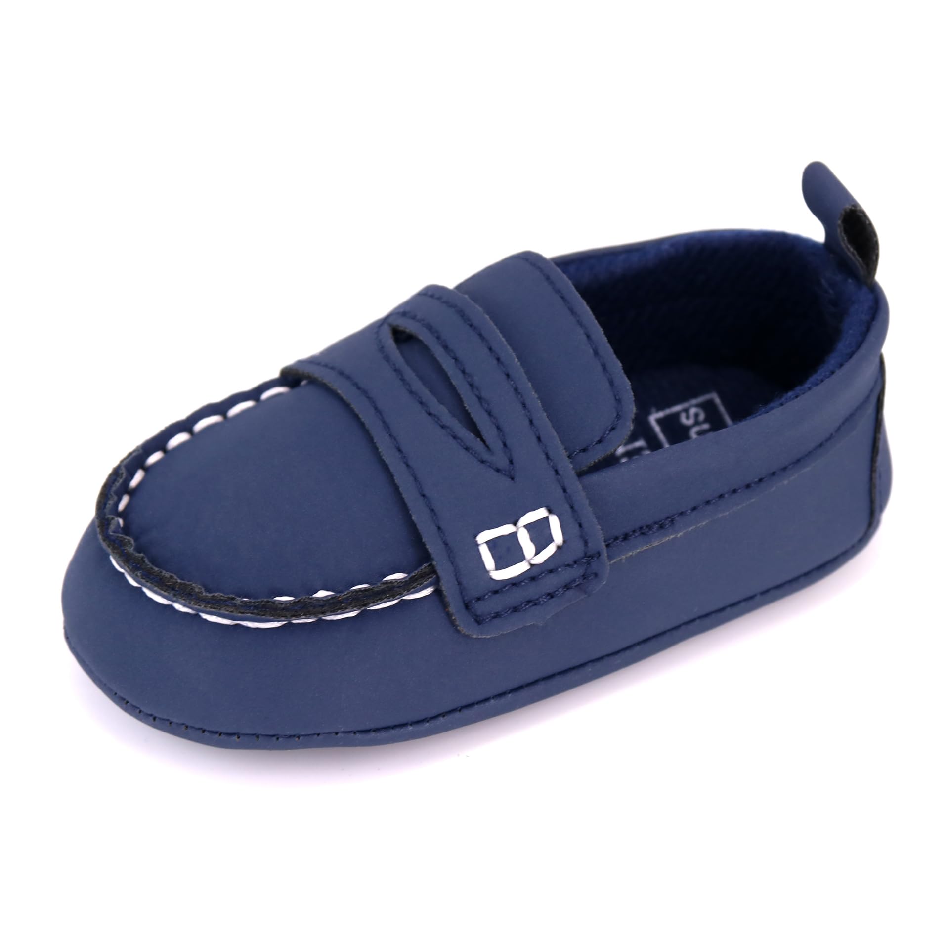 LONSOEN Baby Boys Girls Loafers Formal Dress Shoes,Navy Blue 0-6M