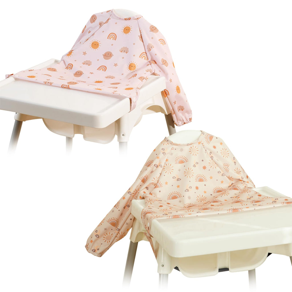 CoolaPeach 2Set Feeding Bibs Long Sleeve Baby Bib for Babies(Sun)
