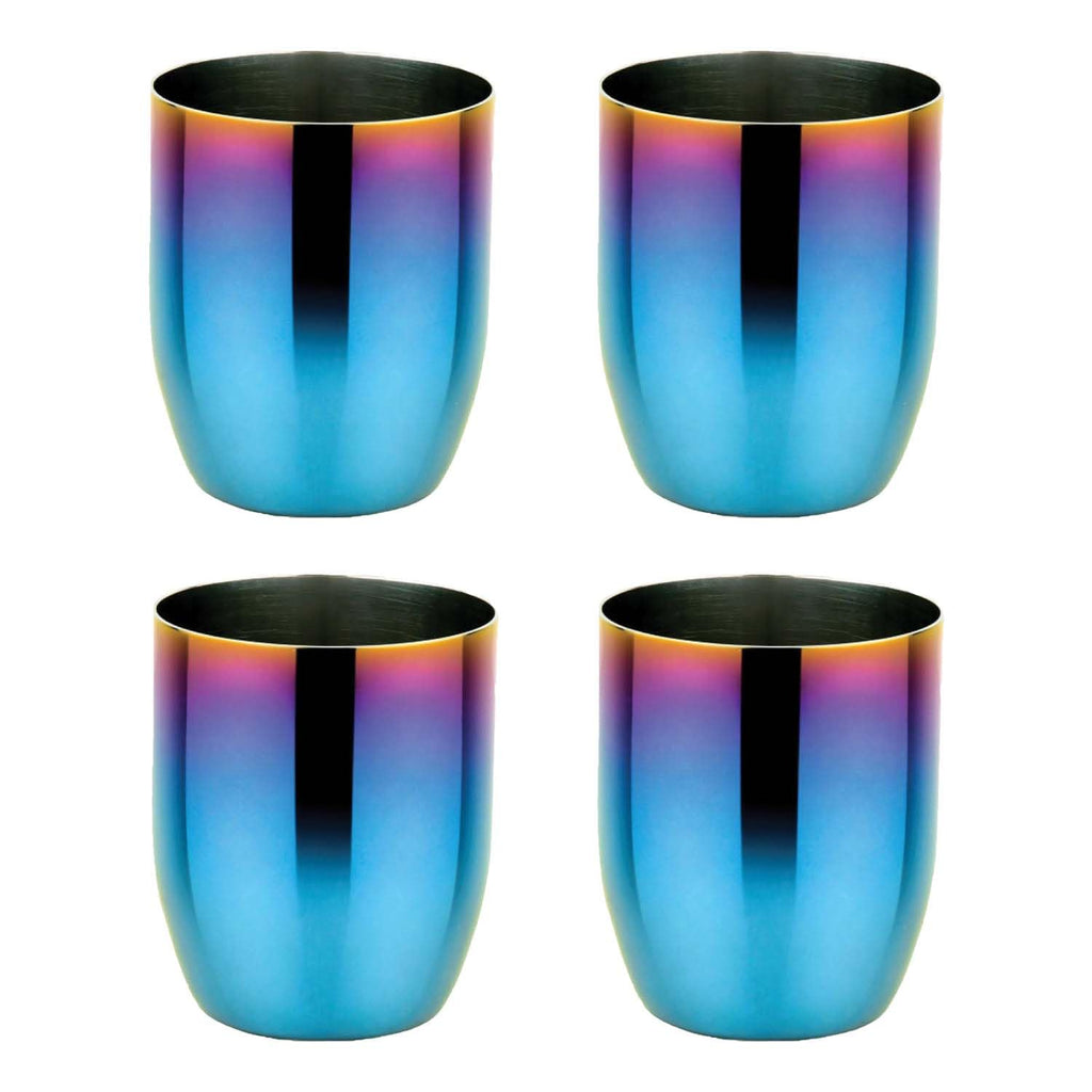 Ahimsa Stainless Steel Kids Cups, 8 oz, Iridescent Blue, Set of 4
