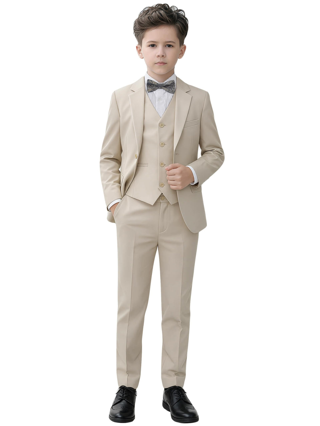 YuanLu Boys Suits Kids Formal Outfit Light Champagne Slim Fit Tuxedo Size 7