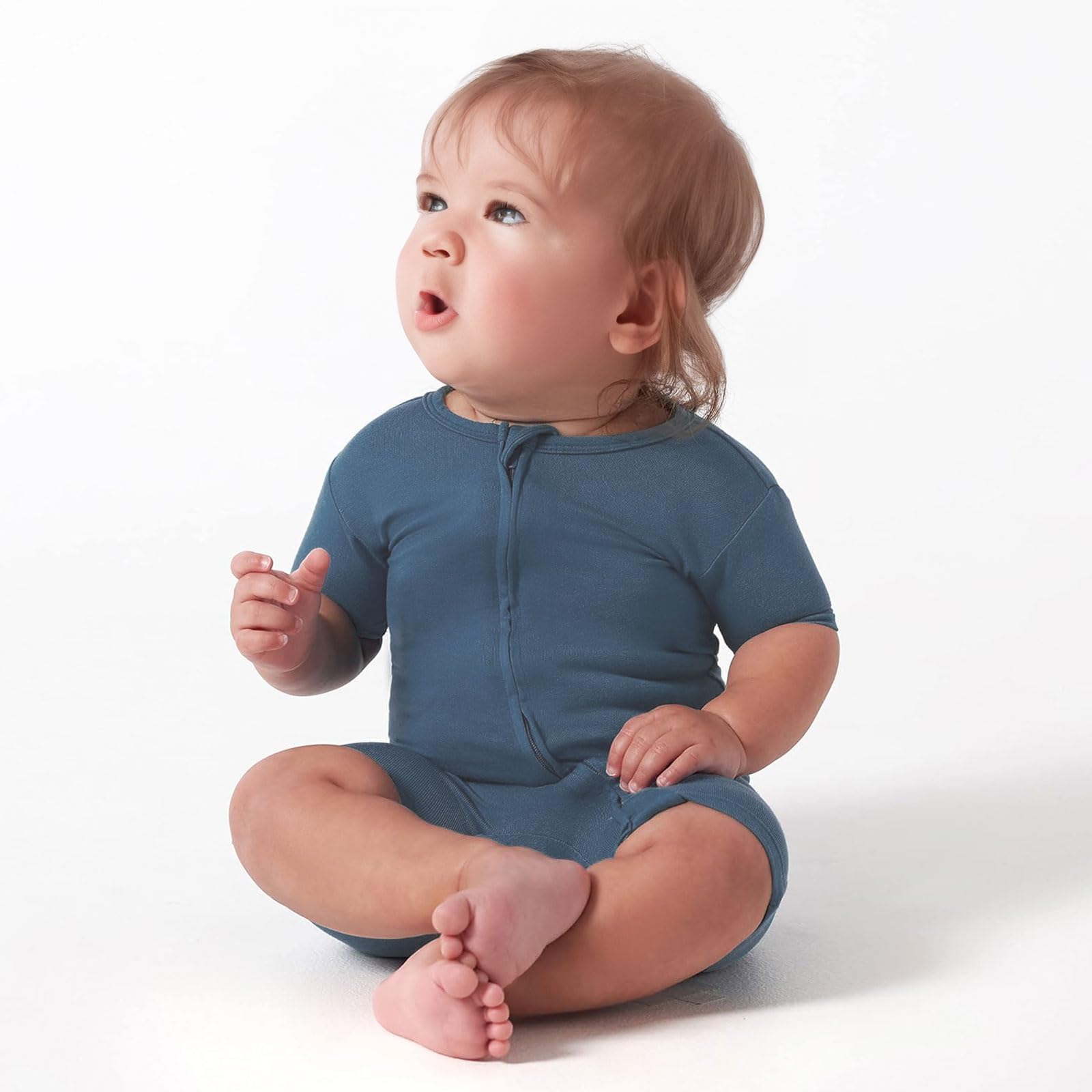 OPAWO Baby Boy Pajamas 3 Pack, 2 Way Zipper Sleepers Baby Boy Girl Romper, Toddler Summer Clothes Outfits 0-24M(Navy,Green,Gray,3-6 Months)