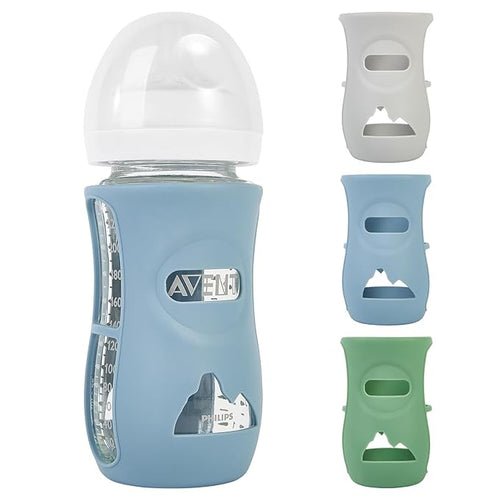 3 Pack Silicone Sleeves for Philips Avent Natural Glass Baby Bottles, 8 oz