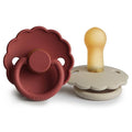 FRIGG Daisy Natural Rubber Baby Pacifier | Made in Denmark | BPA-Free (Baked Clay/Cream, 6-18 Months) 2-Pack