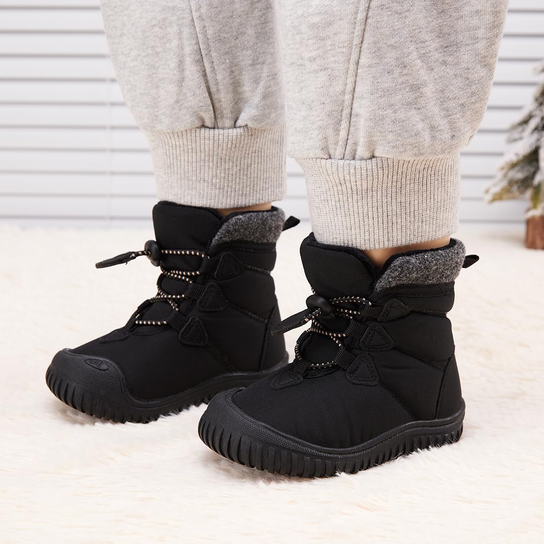 BMCiTYBM Toddler Baby Snow Winter Boots Shoes Boys Girls Cold Weather Baby Faux Fur Shoes 3-3.5 Years Black Size 9 Toddler