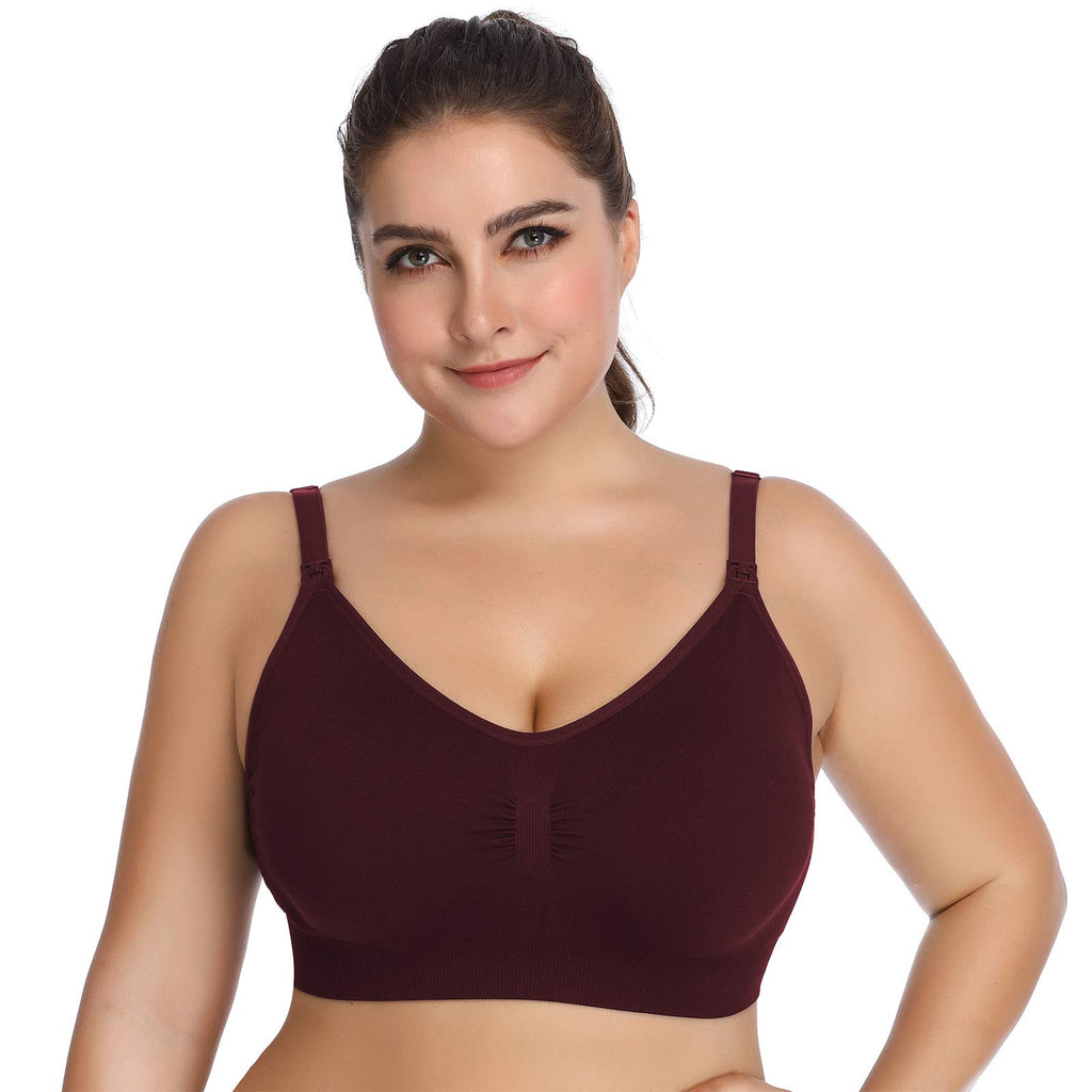 Lataly Womens Seamless Nursing Bra Sleeping Maternity Bralette for Breastfeeding Color Black Beige Red Size 2XL