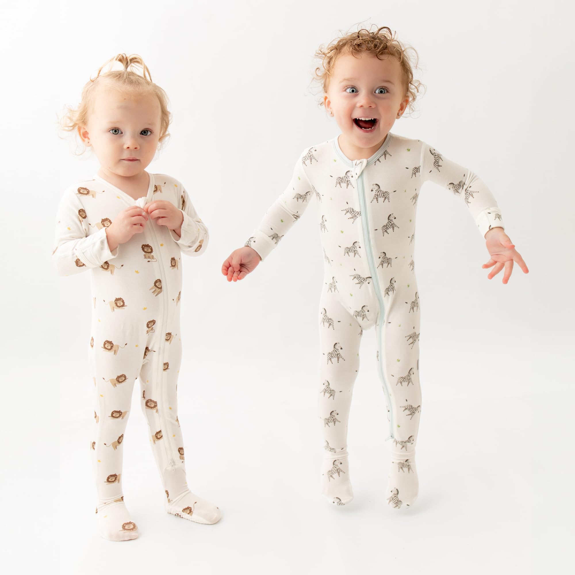 Bamboo Little Soft Baby Footie Pajamas, Baby Clothes, Newborn Sleepers, 95% Viscose and 5% Spandex, Lion, 12-18 Months