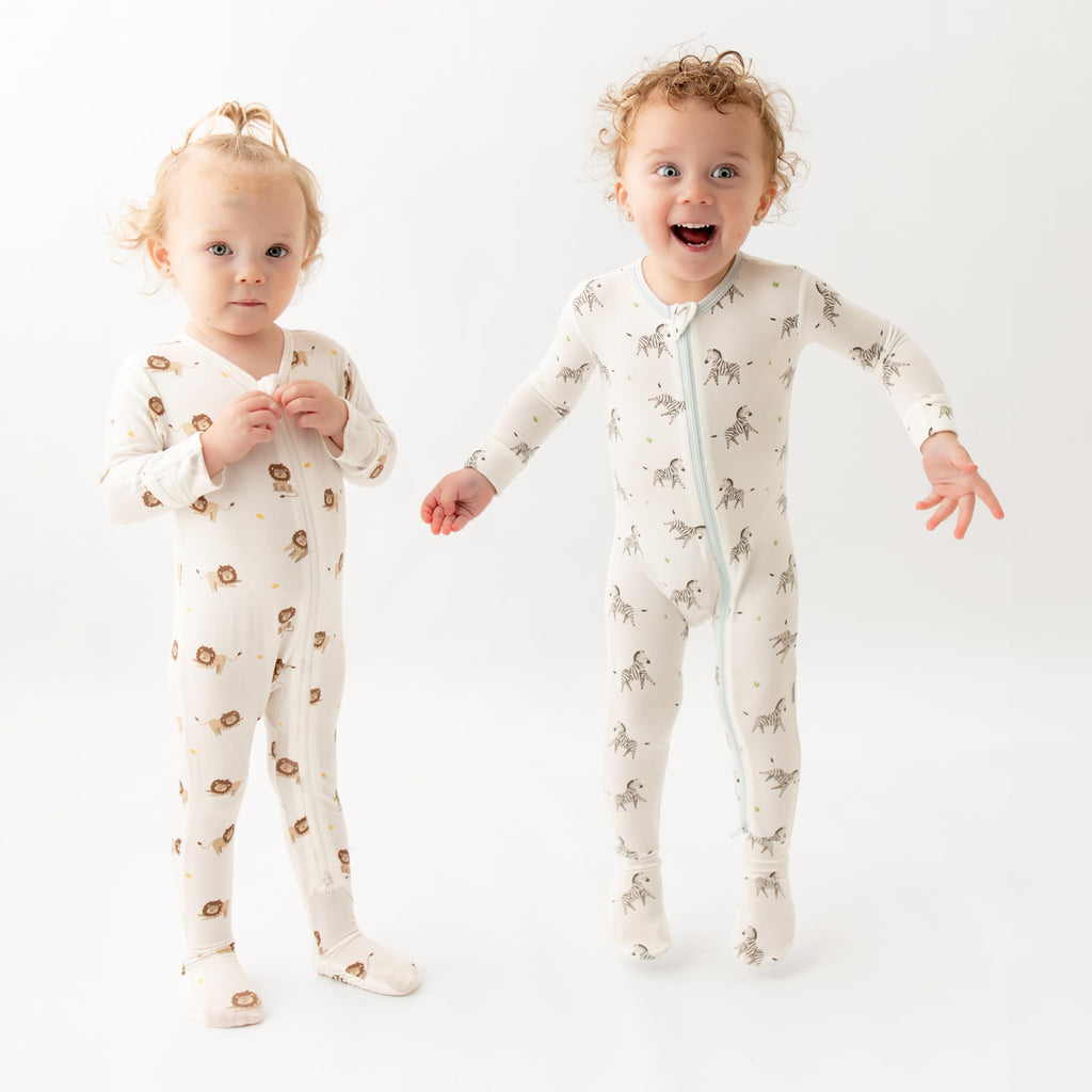Bamboo Little Soft Baby Footie Pajamas, Baby Clothes, Newborn Sleepers, 95% Viscose and 5% Spandex, Lion, 0-3 Months