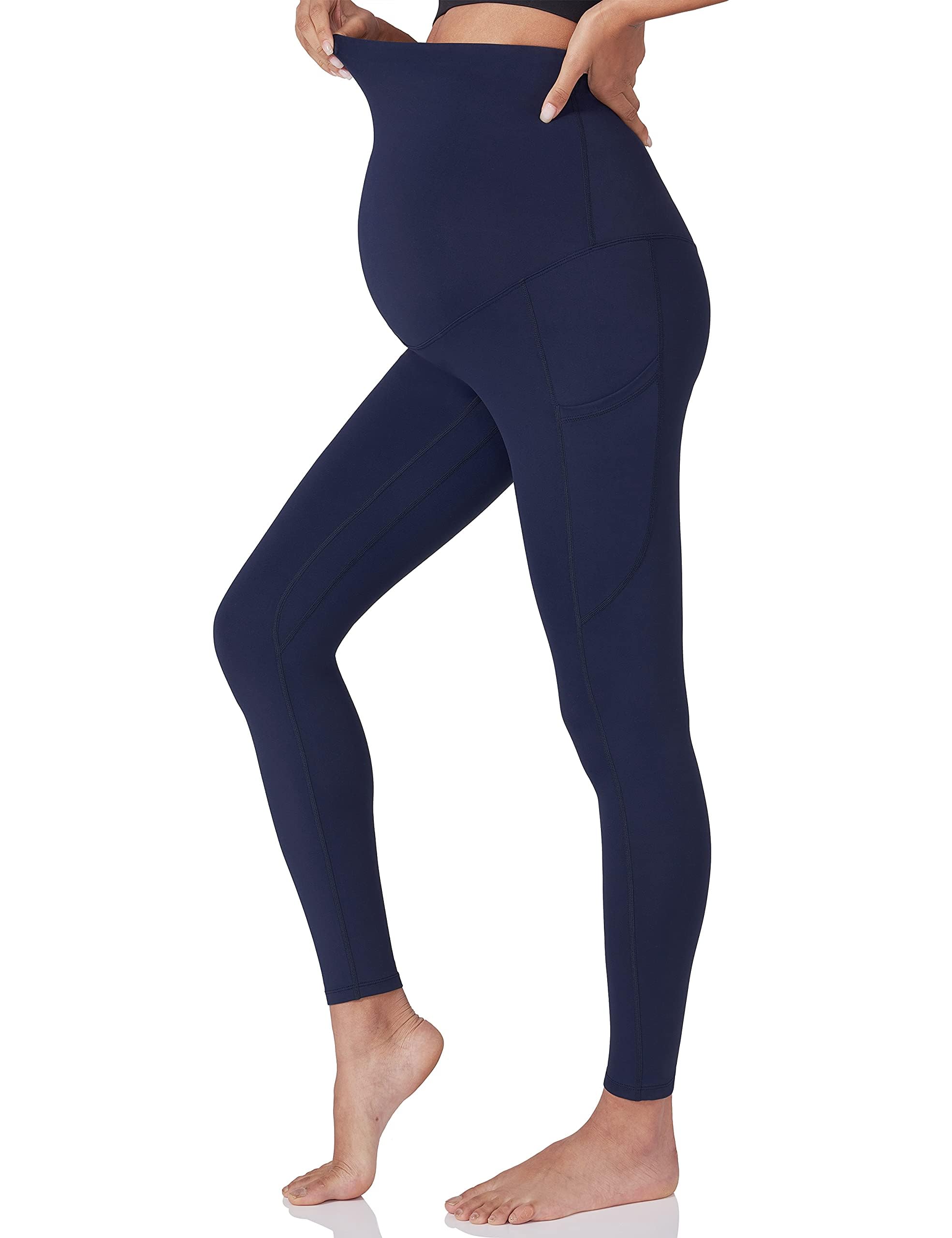POSHDIVAH 3 Pack Women's Maternity Leggings, Black Green Navy Blue X-Large