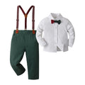 Boarnseorl Baby Boys Pants Sets,Toddler Gentleman Outfits, Infant Long Sleeve Shirt + Pants + Bow Tie + Suspenders,12-18M