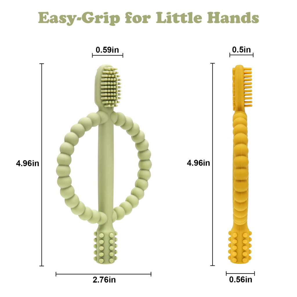 MISSLILI Baby Teething Toys with Easy-Hold Handle, Infant Toothbrush