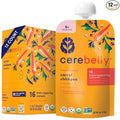 Cerebelly Organic Baby Food Pouches, Carrot Chickpea Purees, 16 Nutrients, No Added Sugar, Fiber & Non-GMO, 4oz, 12 Pack