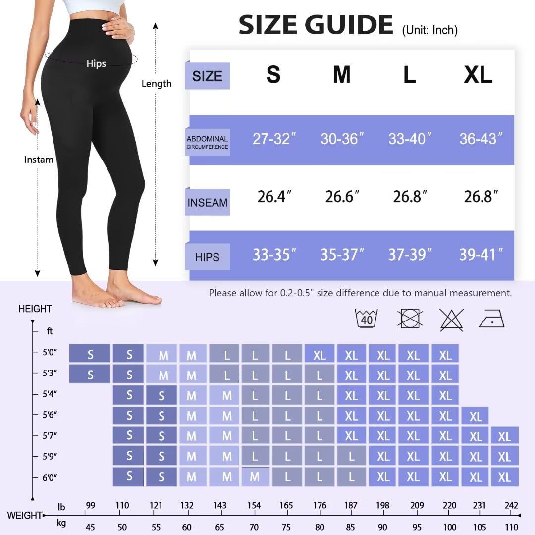 GROTEEN 3 Pack Women's Maternity Leggings with Pockets Over The Belly Pants