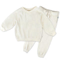 HonestBaby 2-Piece Cozy Velour Sweatshirt and Jogger Sweatpants Set 100% Organic Cotton for Toddler, Baby Boys, Girls, Winter White Ivory, 7 Years