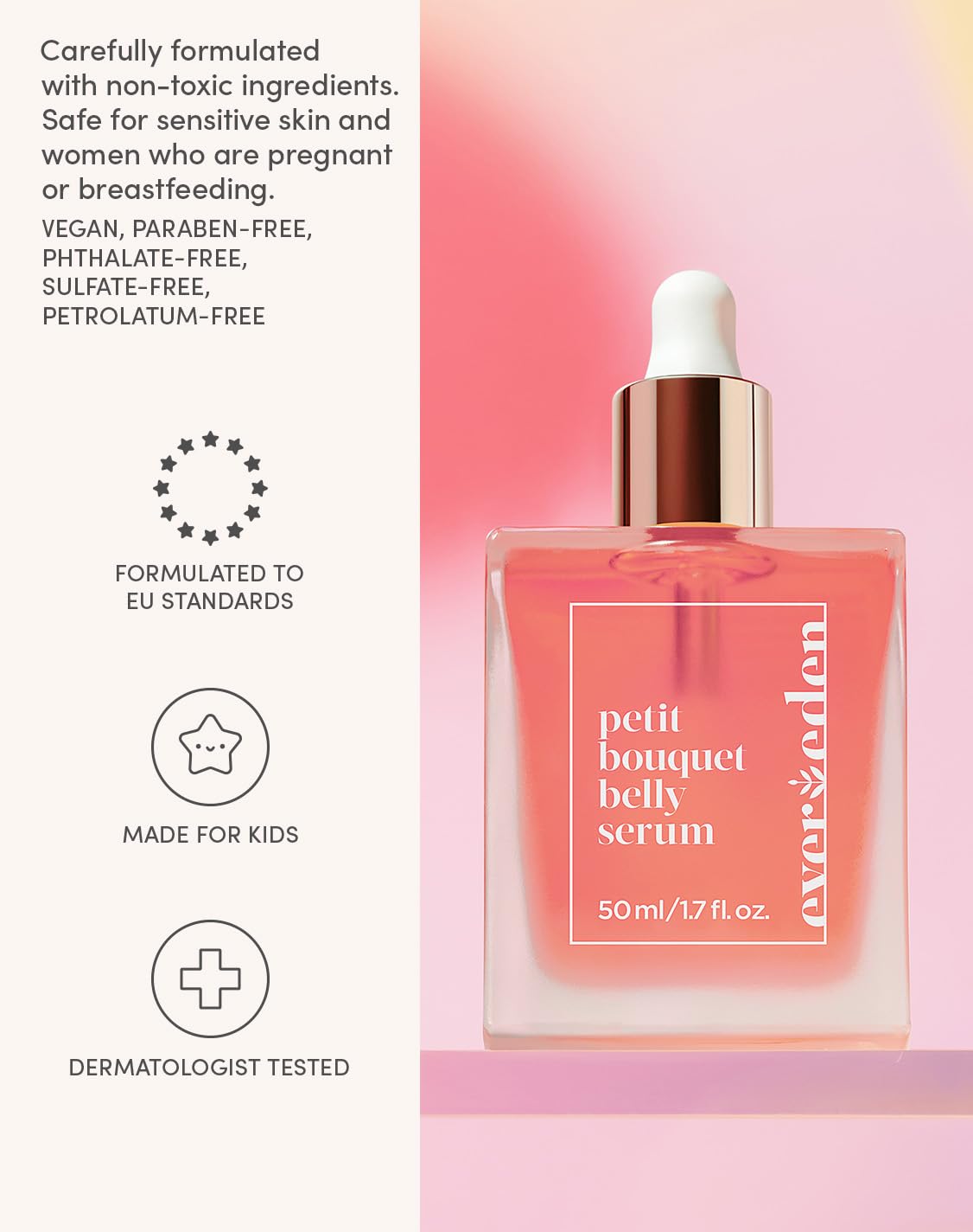 Evereden Belly Serum, Stretch Mark Oil for Pregnancy & Postpartum, Vegan