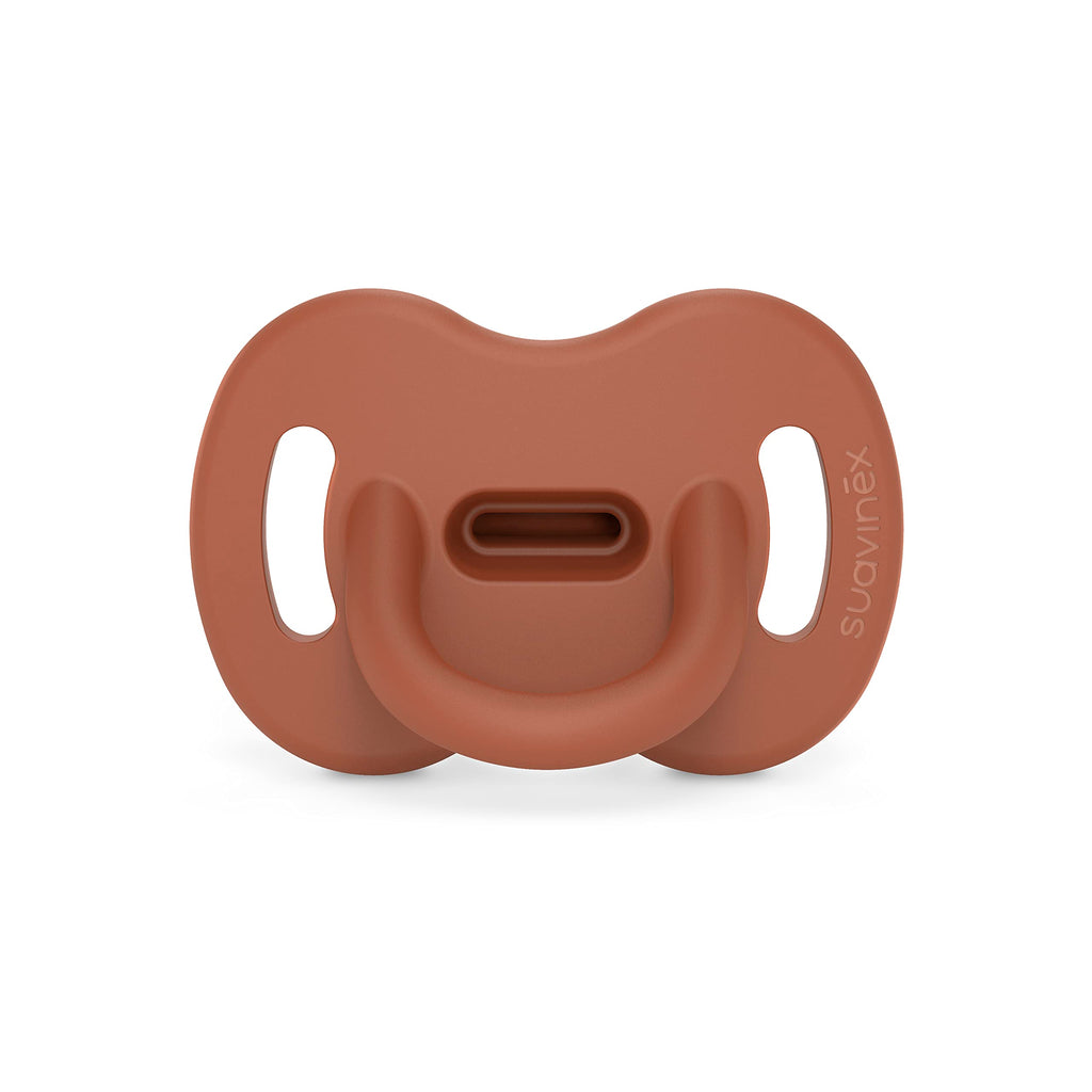 Color Essence SX PRO Silicone Baby Pacifier 1Pk, Made with 100% Soft Silicone, Baby Essentials Perfect for Breastfeeding Babies, Designed in Spain, 6-18 Mths, Sunset Orange