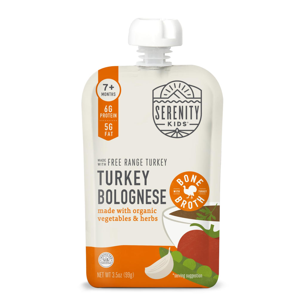 Serenity Kids Turkey Bolognese Baby Food Pouches, Organic, 3.5 Oz, 12 Pack